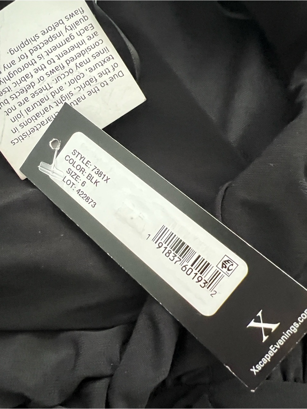 Xscape Black Ruched Ruffle Long Sleeve Evening Gown Size 6 - Picture 8 of 14